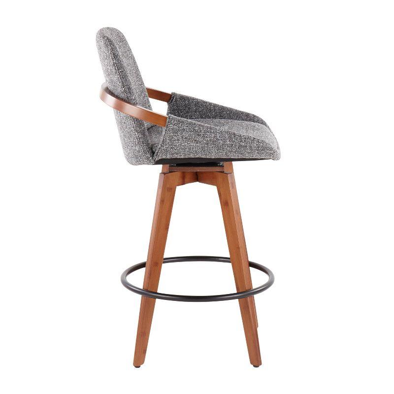 Cosmo Mid-Century Modern Counter Height Barstool Walnut/Gray: Swivel, Padded, Wood Legs - LumiSource