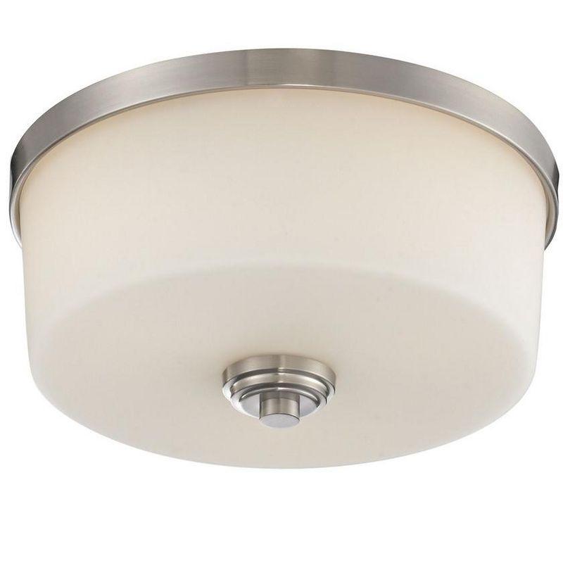 Brushed Nickel 3-Light Flush Mount with Matte Opal Shade