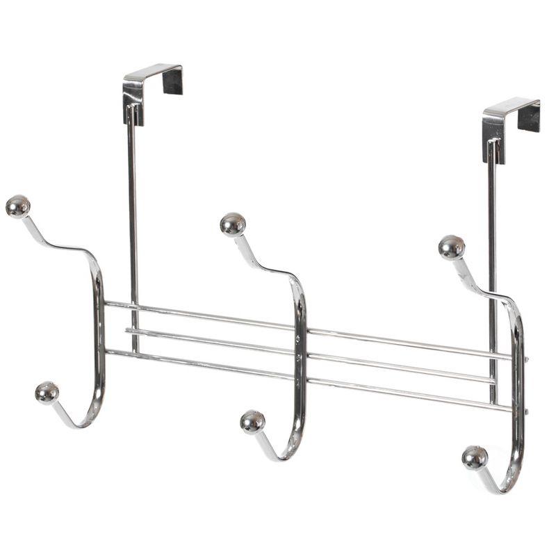 Chrome Over-the-Door 6 Hook Organizer Rack