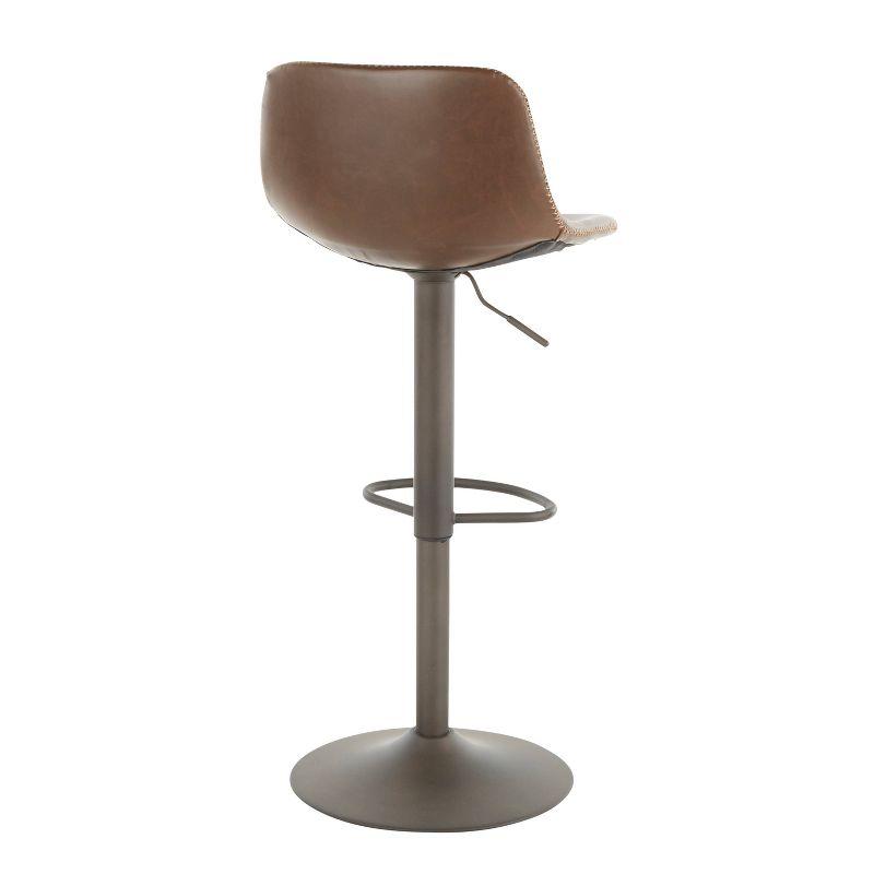 Set of 2 31.25" Duke Industrial Adjustable Height Barstools Antiqued Brown - LumiSource: Oval Back, Polyurethane Upholstery, Metal Legs