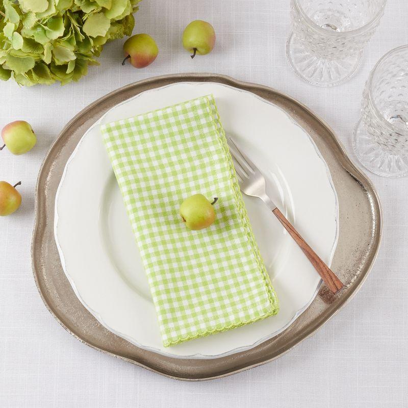 Saro Lifestyle Table Napkins With Gingham Design, Green, (Set of 4 pcs)