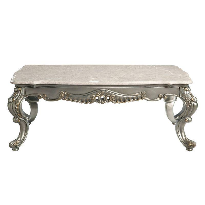 52" Miliani Coffee Table Natural Marble Top and Antique Bronze Finish - Acme Furniture: Chic Rectangular Design, No Assembly Required