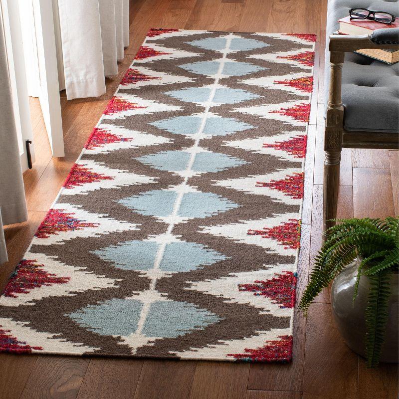 Dhurries DHU647 Hand Woven Flat Weave Indoor Runner - Multi - 2'6"x8' - Safavieh