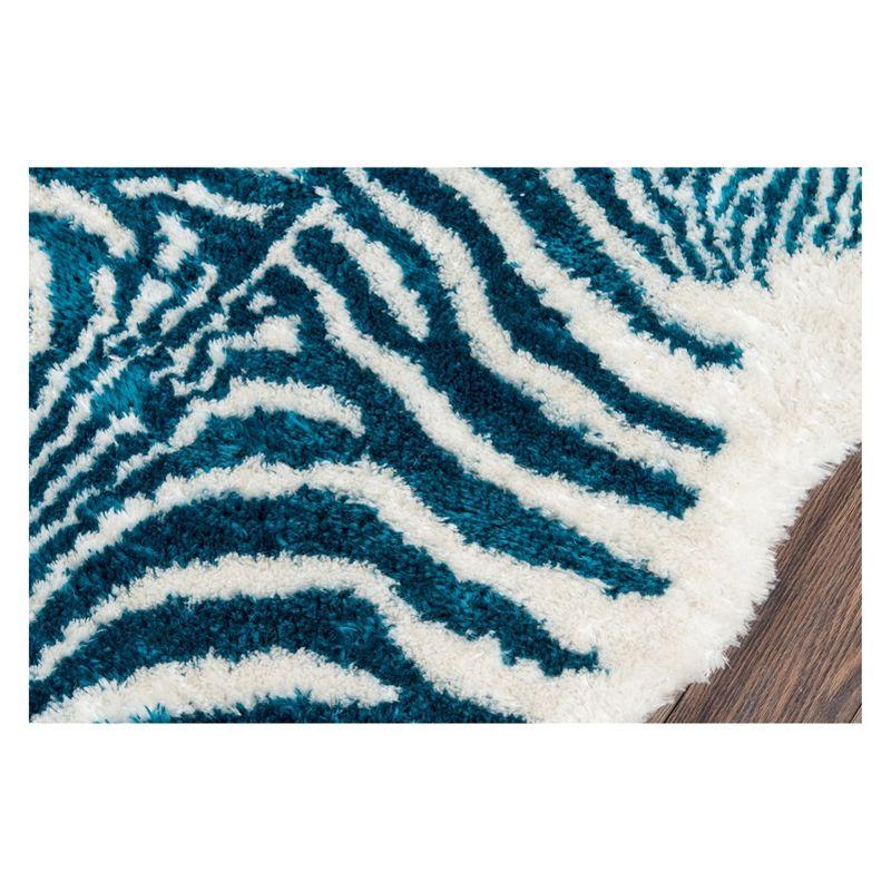 Khalhari Animal Print Handmade Tufted Turquoise/White Area Rug