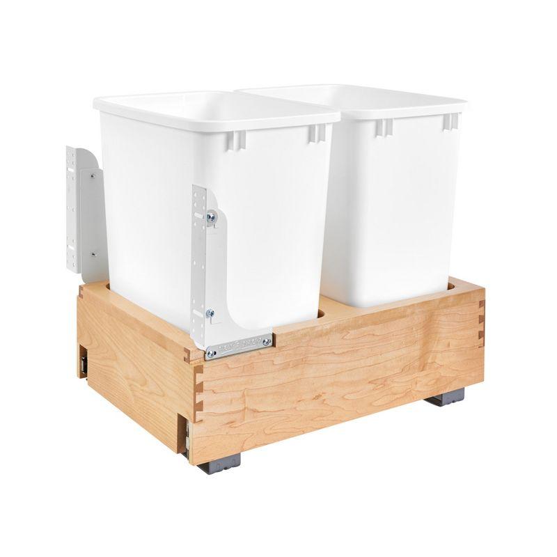 Double 35 Qt White Maple Pull-Out Kitchen Trash Container