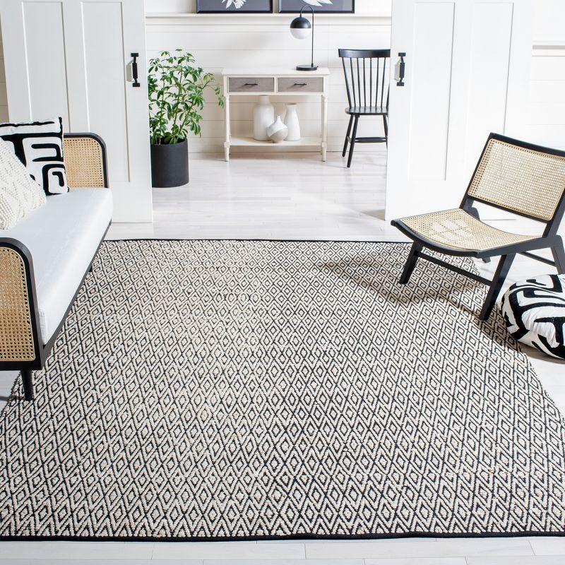 Montauk 6' Square Beige and Black Handwoven Cotton Rug