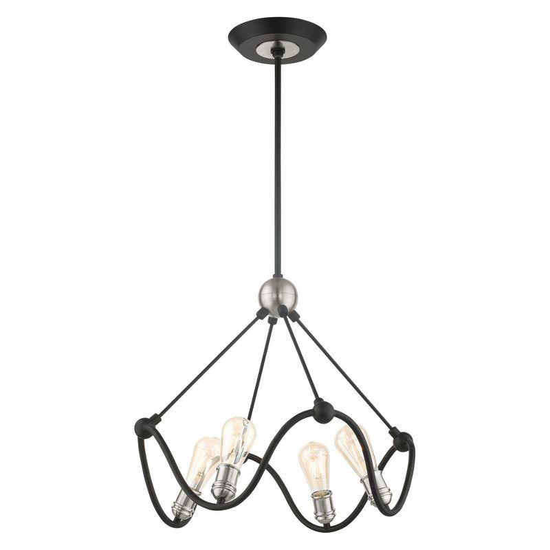 Livex Lighting Archer 4 - Light Chandelier in  Textured Black/Brushed Nickel