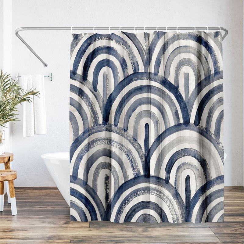 71x74 Blue Abstract Shower Curtain - 100% Polyester - Water-Resistant Bath Curtain