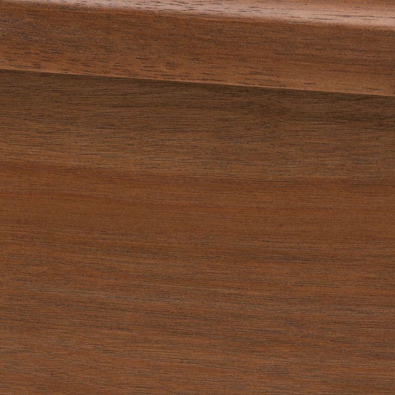 Baxton Studio Eridian Mid-Century Modern Walnut Brown Finished Wood and Natural Rattan King Size Platform Bed