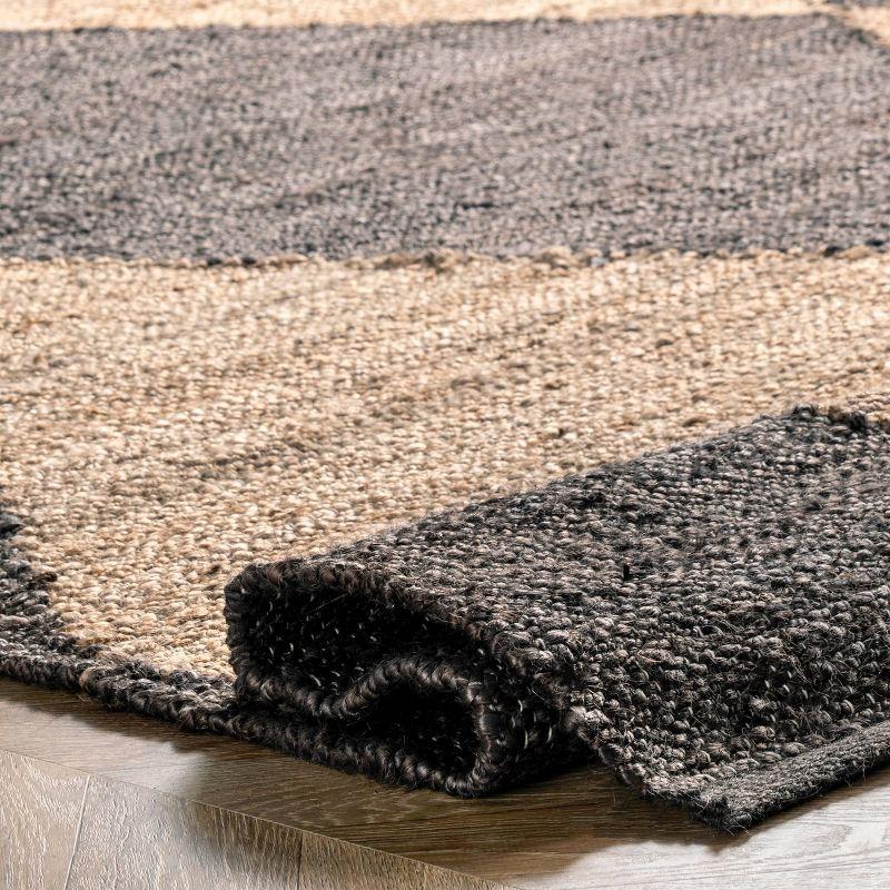 8'x10' Pandora Diamond Jute Area Rug Tan/Black - nuLOOM: Geometric Flat Pile, Handmade, Indoor, Rectangle
