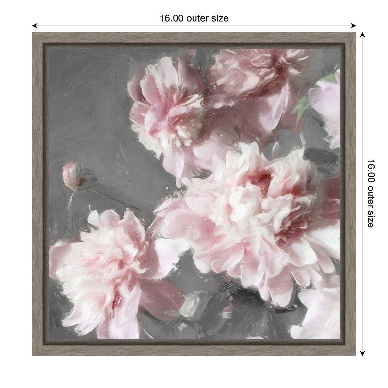 Amanti Art Pink Peonies on Gray II by Shawna Sullivan Canvas Wall Art Print Framed 16 x 16-in.