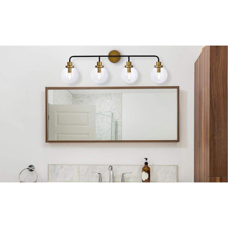 Elegant Lighting Hanson 4 lights bath sconce in black with brass with clear shade