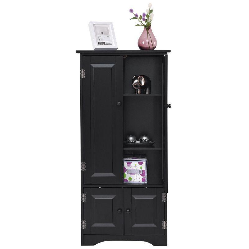 Costway Accent Storage Cabinet Adjustable Shelves Antique 2 Door Floor Cabinet Black