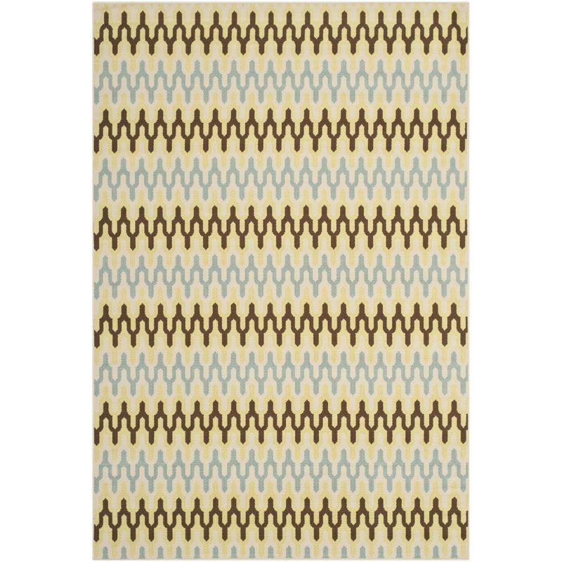 Hampton HAM518 Indoor/Outdoor Machine Made Area Rug - 6'7"x9'6" - Green/Light Blue - Safavieh