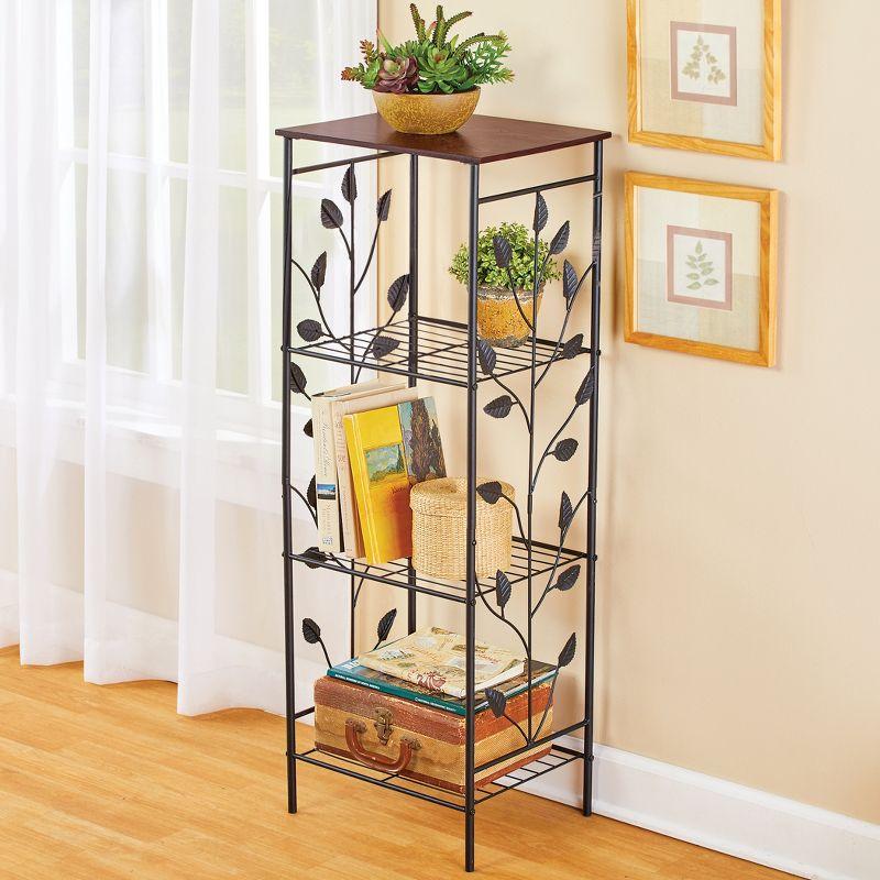 Collections Etc Climbing Leaf Design 4-Tier Metal Accent Shelf 15.25 X 12.5 X 42.5