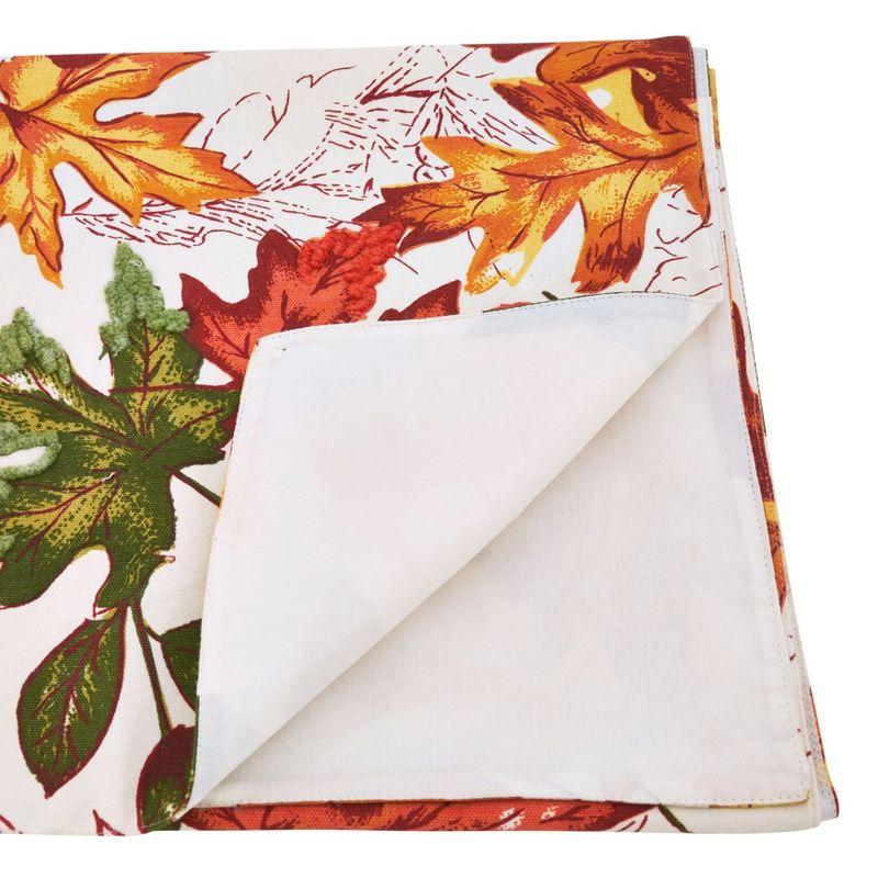 Autumn Leaves Embroidered Cotton Table Runner