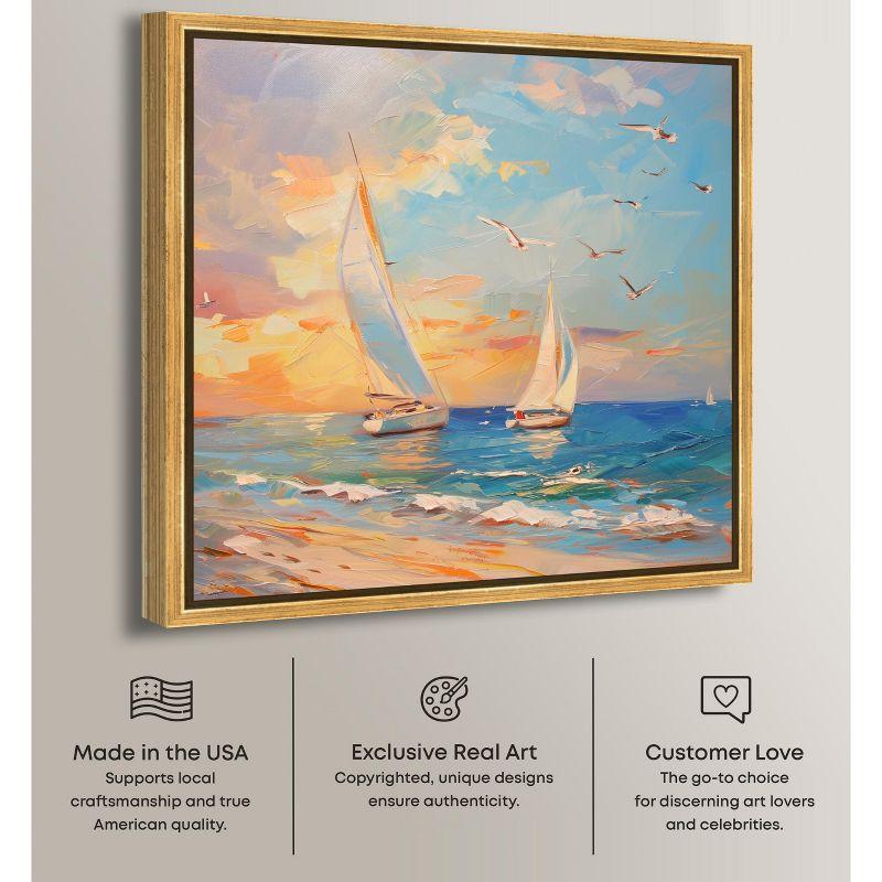 Art Remedy Art Remedy Sailboats In The Sunset Framed Sailing 1 Piece Canvas Wall Art 56057