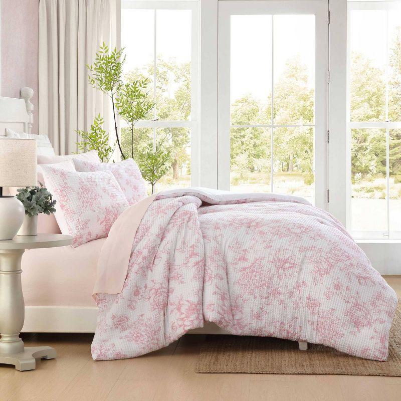Laura Ashley Laura Ashley Delphine Waffle Pink Comforter Set