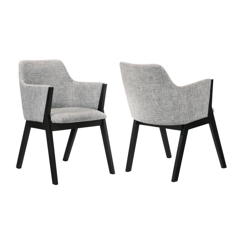 Set of 2 Gray Fabric and Black Wood Dining Chairs