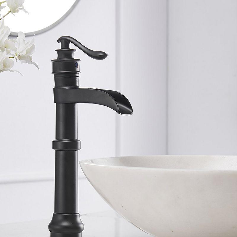 Matte Black Single-Handle Waterfall Vessel Bathroom Faucet