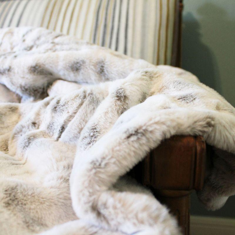 Chanasya Faux Fur Snow Leopard Throw Blanket with Minky Reverse  - 50" x 65”