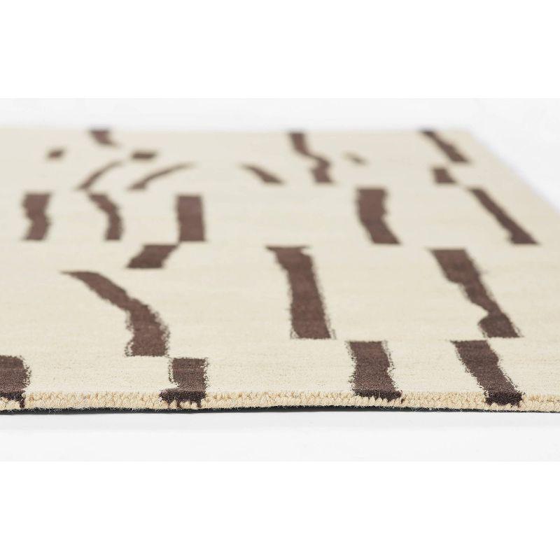 Contemporary Simba Ivory Abstract Wool 5' x 8' Area Rug