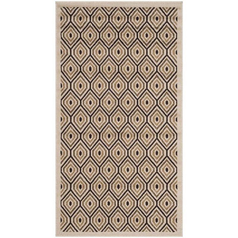 Veranda VER003 Power Loomed Indoor and Outdoor Accent Rug - Cream/Chocolate - 2'7"x5' - Safavieh.