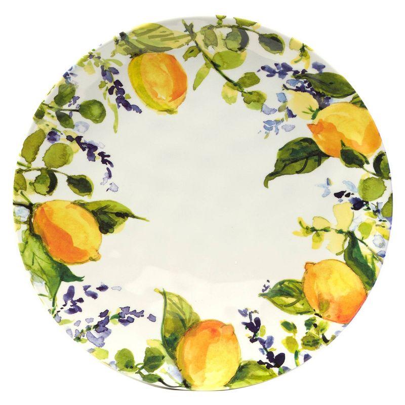 Lemon Zest Floral Melamine 12-Piece Dinnerware Set