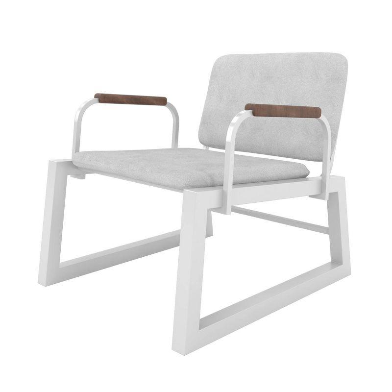 1.0 Whythe Low Accent Chair White - Manhattan Comfort: Faux Leather, Steel Legs, No Assembly Required