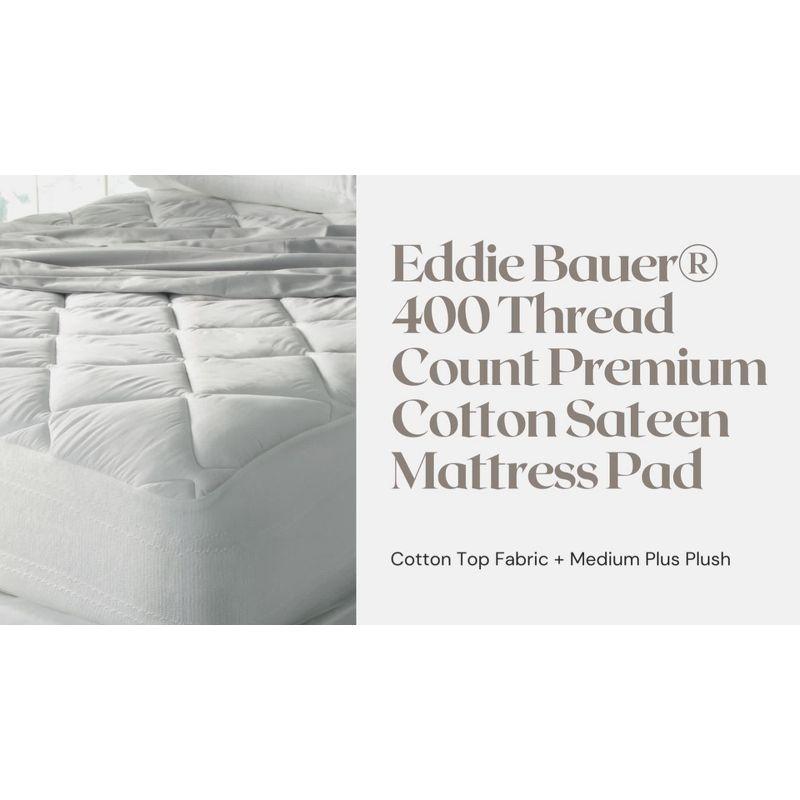 Eddie Bauer Luxury Medium Plush Mattress Pad - Hypoallergenic, Deep Pocket Design - 400 TC - Assembled In The USA