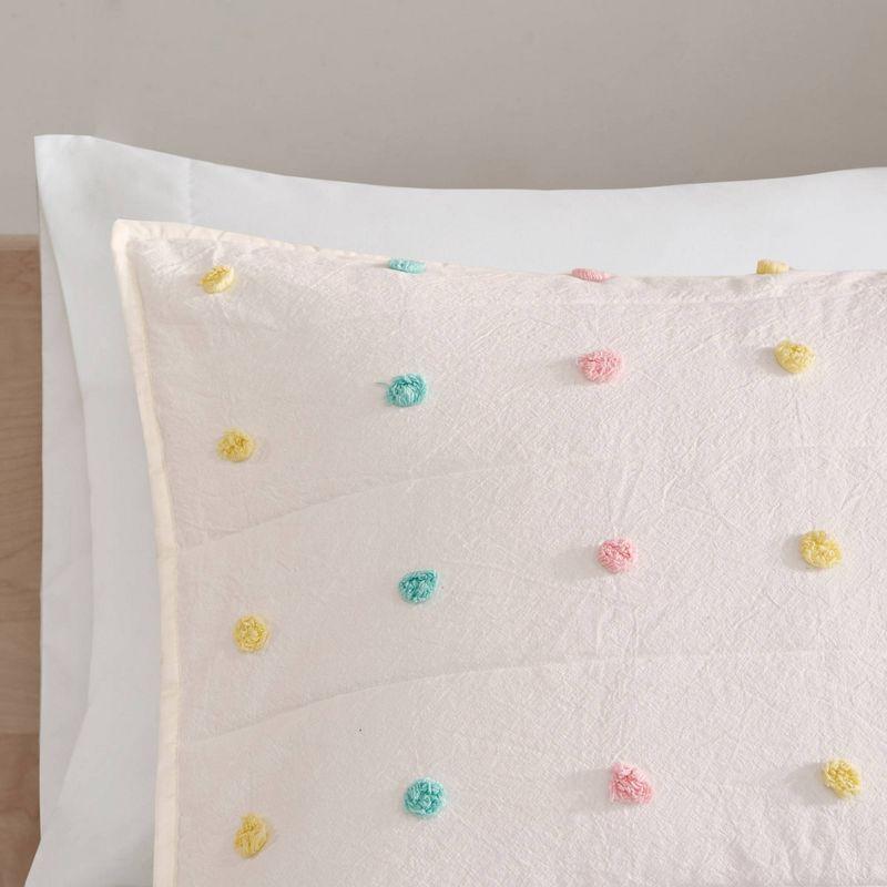 Cozy Cotton Twin Pom Pom Kids' Quilt Set in White