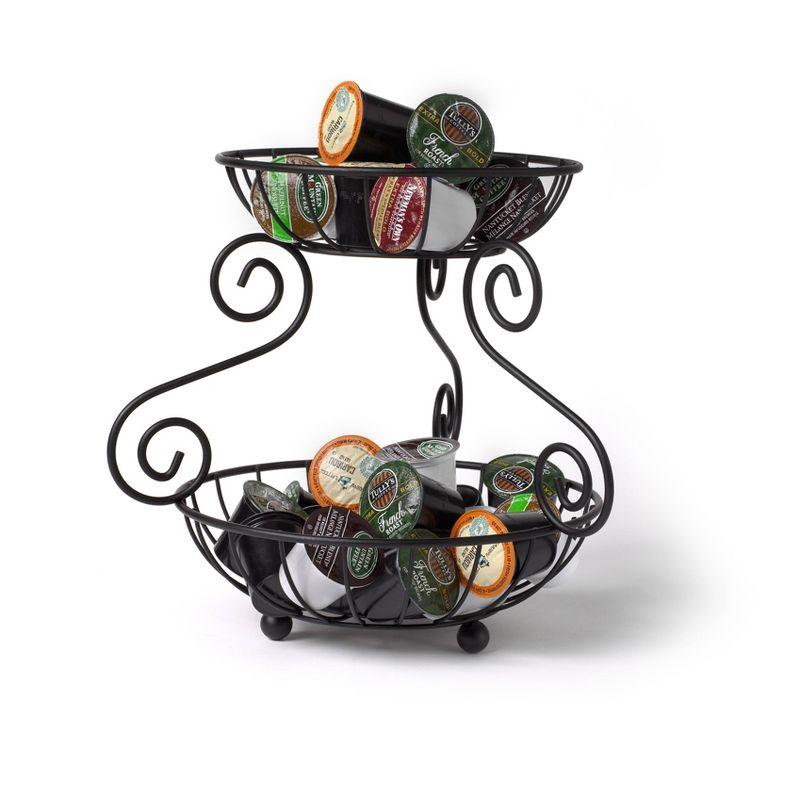 Spectrum Diversified Scroll 2 Tier Serve Black: Metal Decorative Trays & Platters, 16" x 12.25", 11.13 lbs