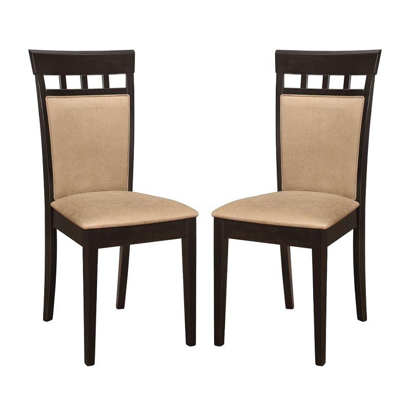 Set of 2 Brown Microfiber Upholstered Wooden Side Chairs