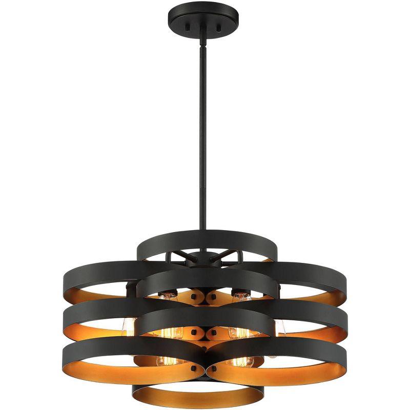 Possini Euro Design Zia Black Gold Chandelier 25 1/2" Wide Modern 6-Light Fixture for Dining Room House Foyer Kitchen Island Entryway Bedroom Home