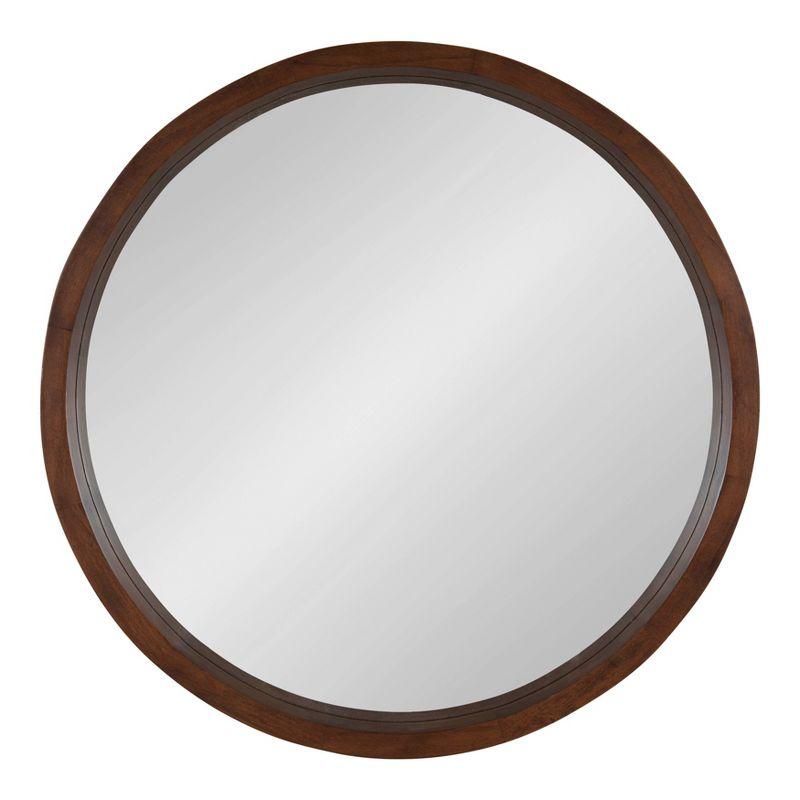 22&#34; x 22&#34; Hutton Round Wood Wall Mirror Walnut Brown - Kate and Laurel