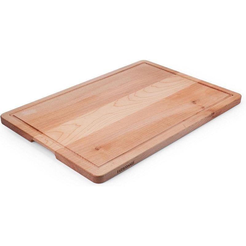 Farberware Maple Wood Cutting Board With Juice Groove and Handles, 14x20-Inch, Natural