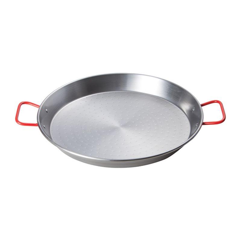 14-1/8" Silver Carbon Steel Paella Pan with Red Handles