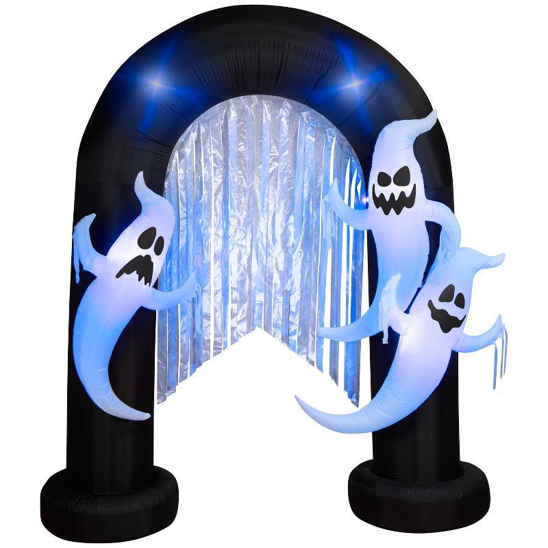 Halloween Inflatable Ghost Archway with LED Lights and Streamers, 9 ft Tall