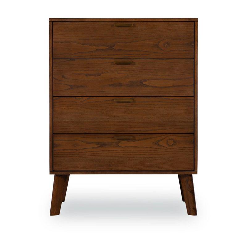 Reid Mid-Century Modern 4 Drawer Wood Chest Dresser Walnut - Linon