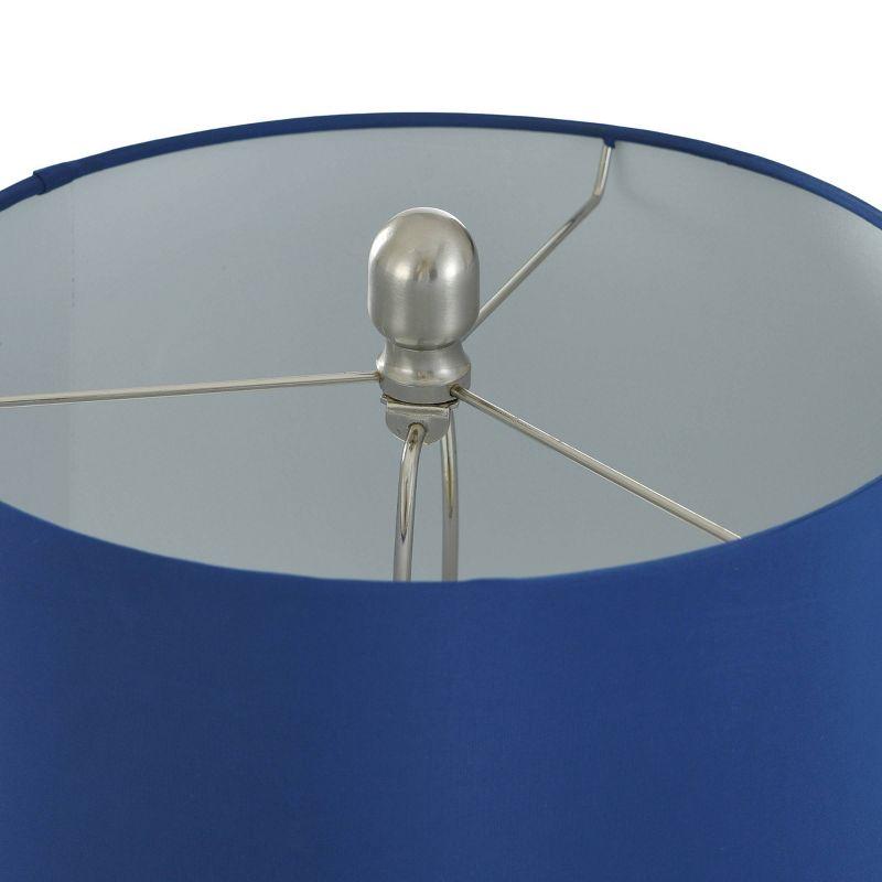 StyleCraft Ceramic and Steel Table Lamp Cream Finish with Blue Shade : UL Listed, Polyester Drum Shade, No Assembly Required