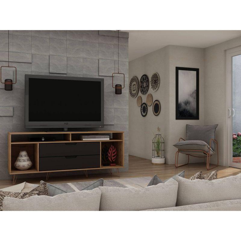 Rockefeller TV Stand for TVs up to 60'': Media Console with Storage - Manhattan Comfort