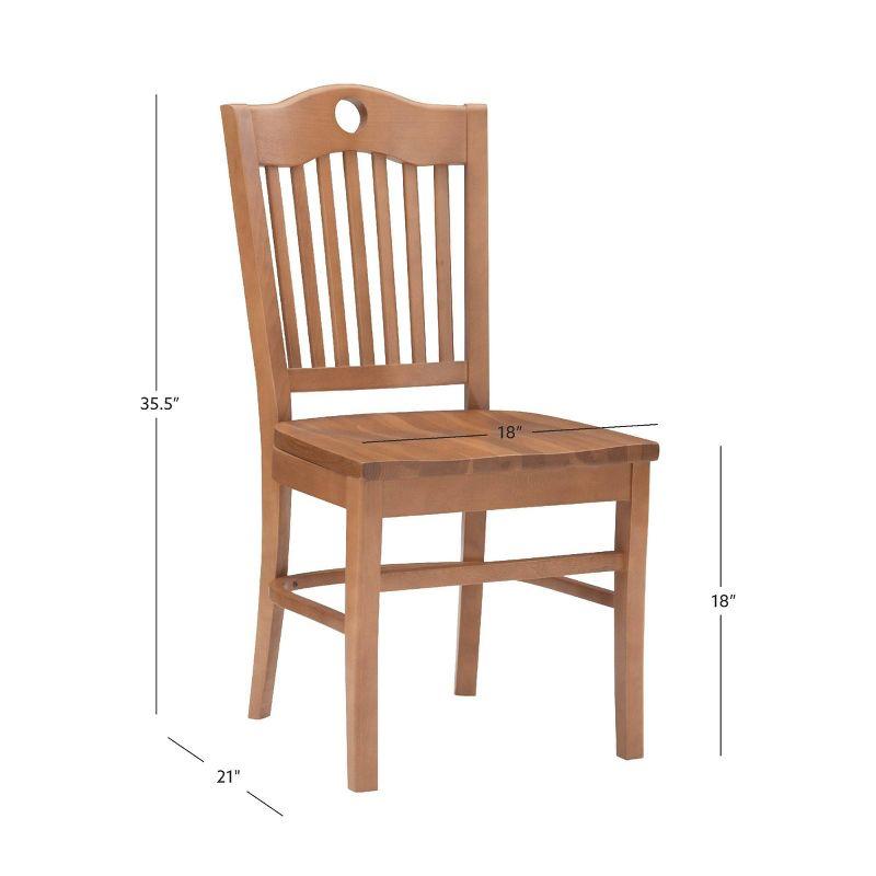 Set of 2 Timeless Brown Beechwood Slat-Back Dining Chairs