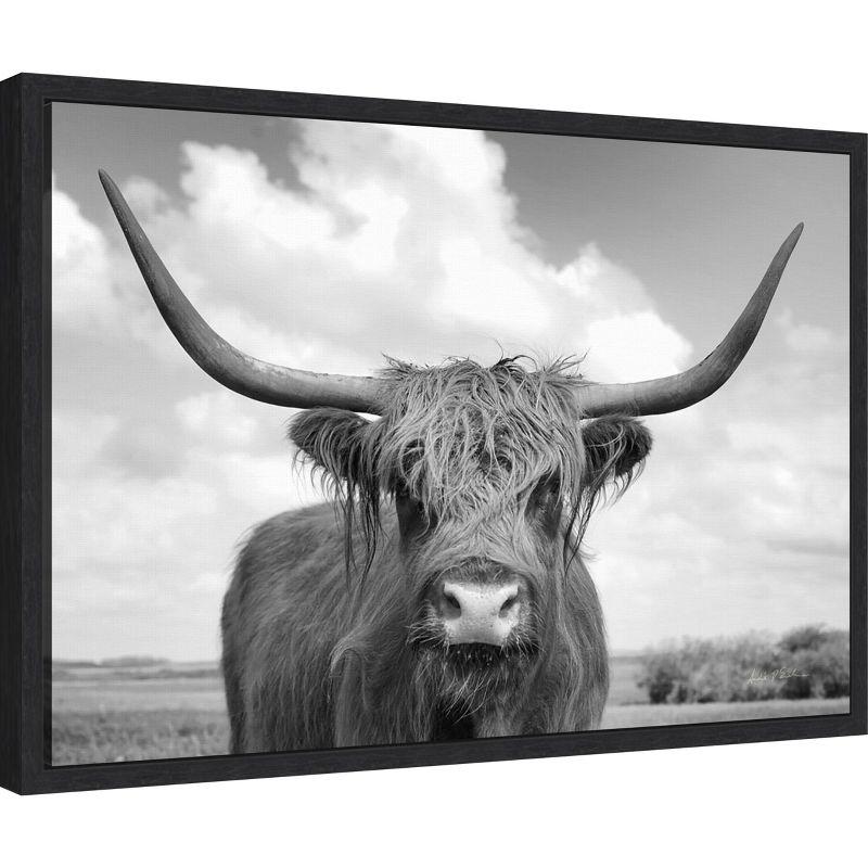 Amanti Art Highland Cow On the Ranch by Andre Eichman Canvas Wall Art Print Framed 23 x 16-in.