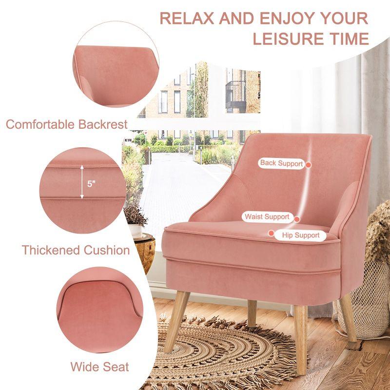 Elegant Blush Pink Velvet Square Arm Accent Chair Set