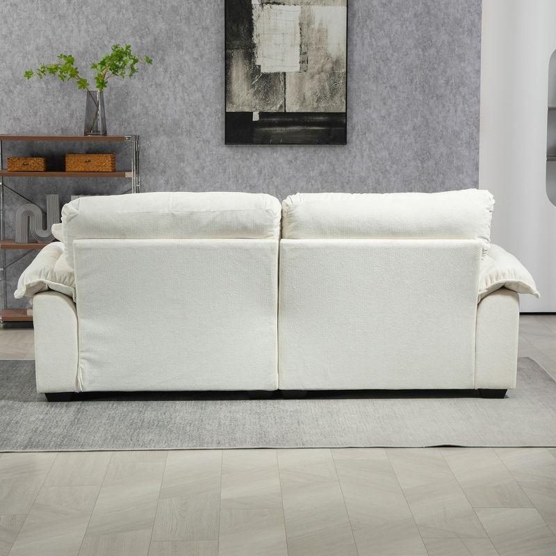 84"W Chenille Upholstered Sofa, Deep Seat Loveseat Couch with 2 Throw Pillows & Memory Foam, Beige - ModernLuxe