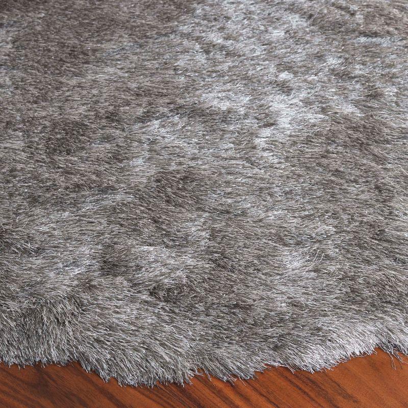 Paris Shag SG511 Hand Tufted Indoor Area Rug - Silver - 7' Round - Safavieh
