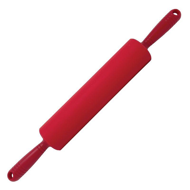 Red Silicone Non-Stick Rolling Pin with Handles