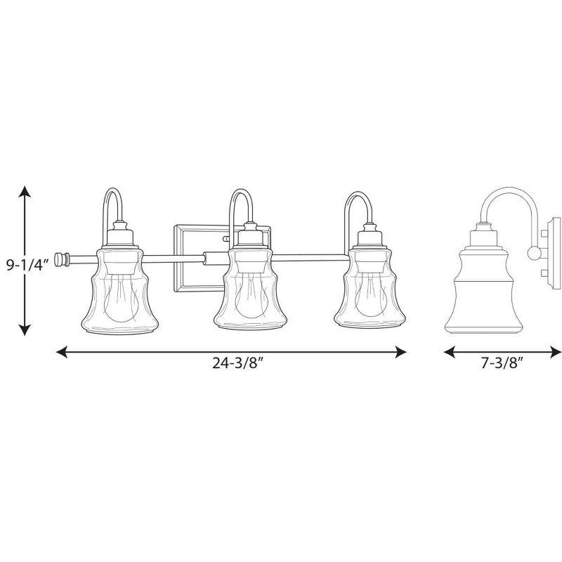 Progress Lighting Litchfield 3-Light Bath Vanity, Polished Chrome, Clear Glass Shades