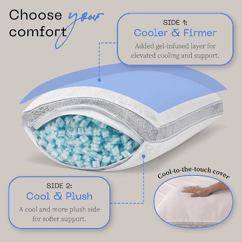 Coop Home Goods The Eden Cool+ Adjustable Pillow, Queen Size Plus Memory Foam Pillows with Cooling Gel, Back, Stomach or Side Sleeper, Neck Support