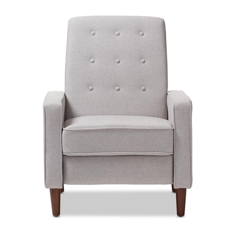 Mathias Mid Century Modern Fabric Upholstered Lounge Chair Light Gray - Baxton Studio: Recliner, Home Office Furniture